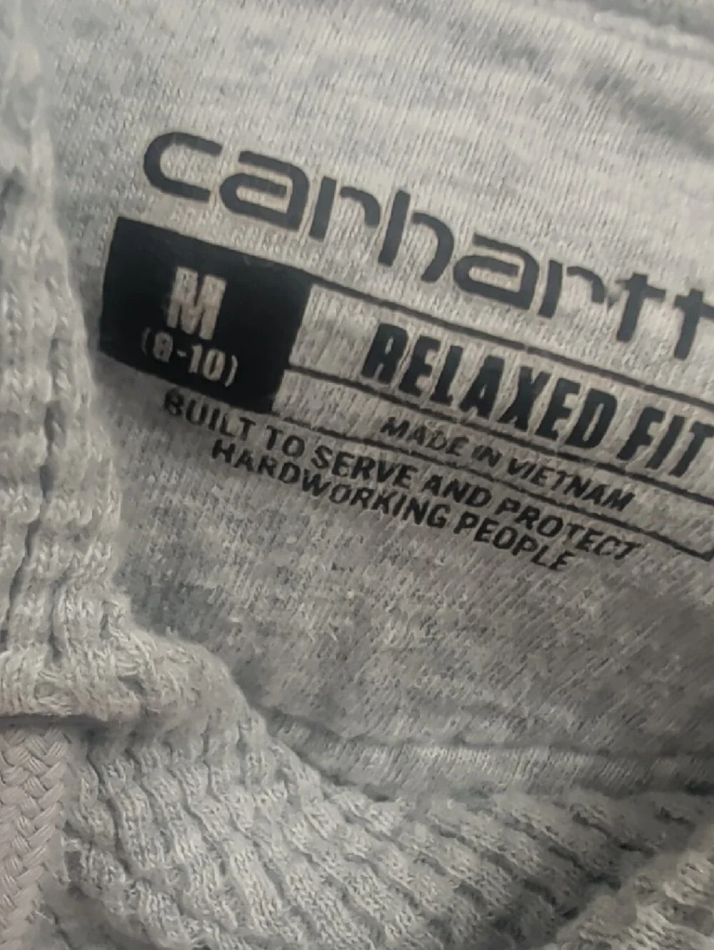 Carhartt Light Gray Waffle Hoodie with Kangaroo Pocket Size Medium - Picture 2 of 4